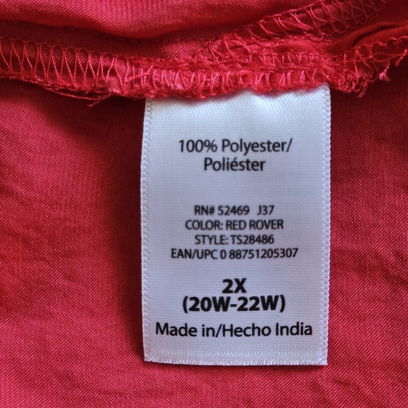 TERRA & SKY Red Blouse Women 2X Excellent Pre-Owned Condition - Picture 8 of 11